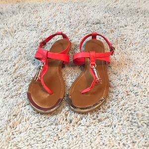 Coral and gold Aldo sandals
